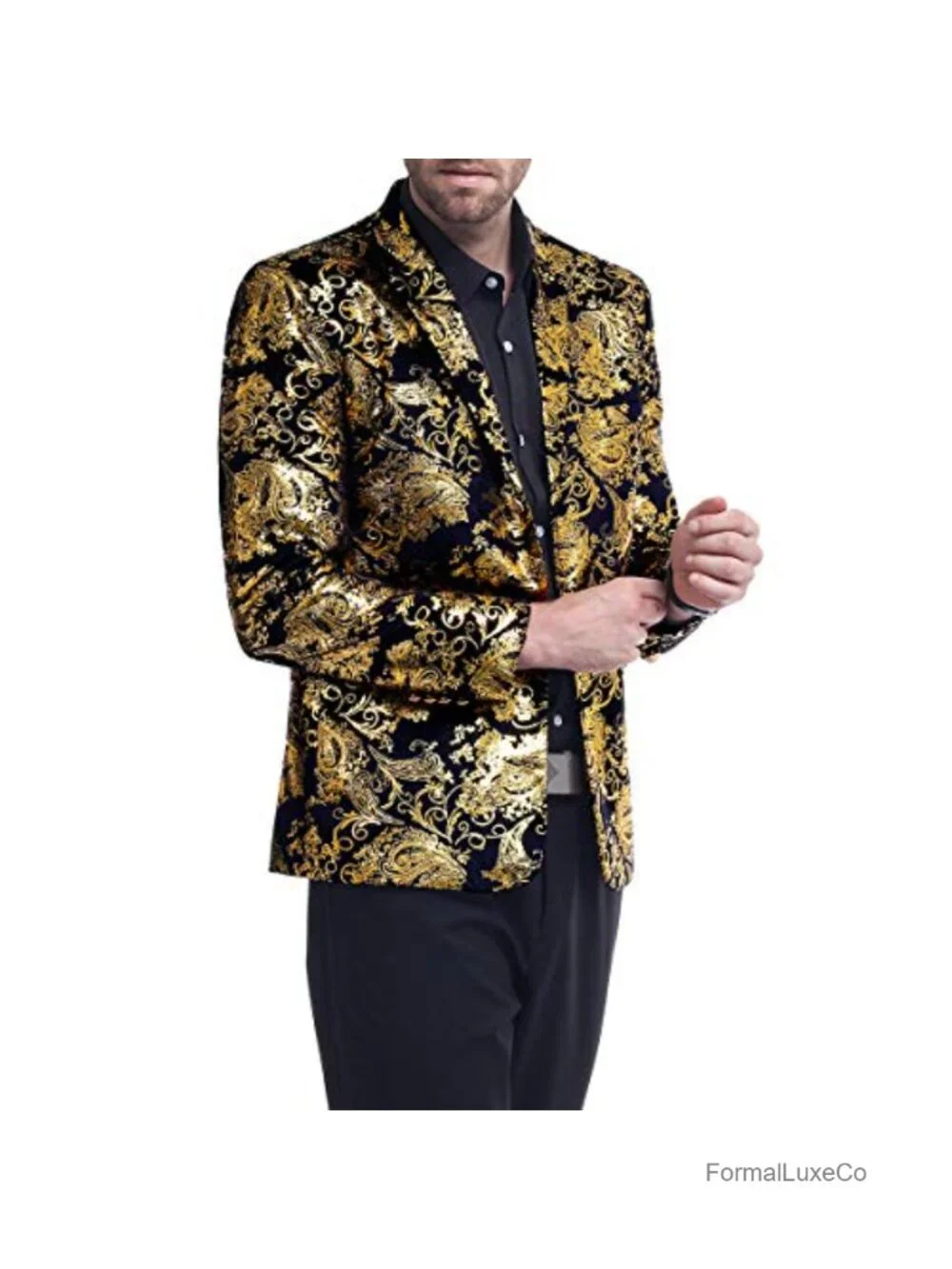Men's Floral Suit Jacket Single Breasted Notch Lapel Blazer for Wedding